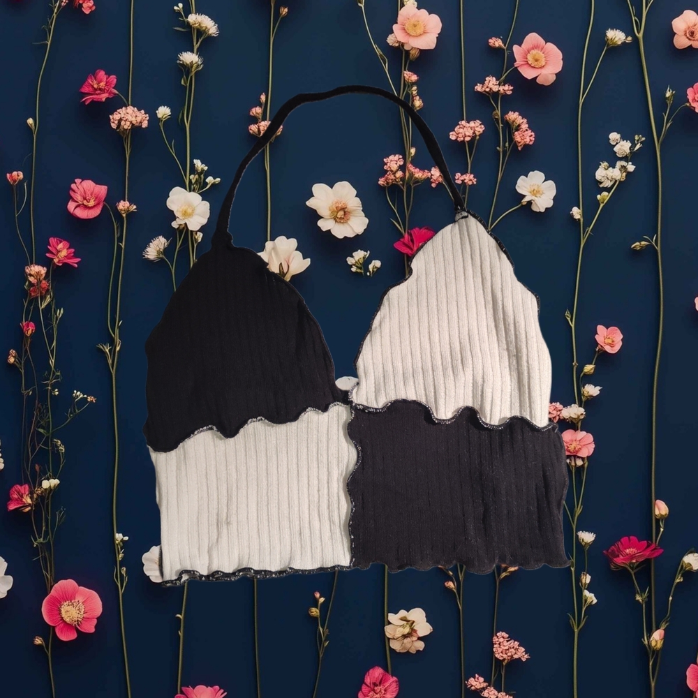 Black and White Halter Top